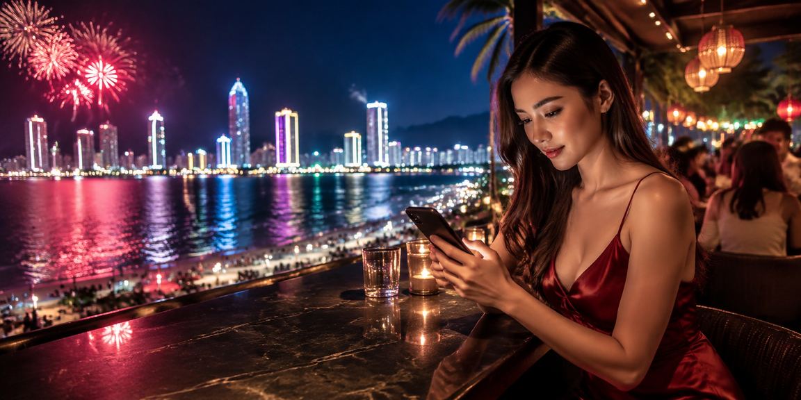 Người dùng tại Vũng Tàu truy cập nền tảng giải trí trực tuyến trên điện thoại bên ly cà phê buổi sáng
